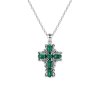 Malachite Sterling Silver Cross Pendant With Chain 18+2 Inches