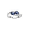 Blue Sapphire & White Zircon Sterling Silver Ring