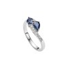 Blue Sapphire & White Zircon Sterling Silver Ring