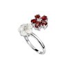 Garnet & Carved MOP Sterling Silver Flower Ring