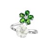 Chrome Diopside & Carved MOP Sterling Silver Flower Ring