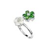 Chrome Diopside & Carved MOP Sterling Silver Flower Ring