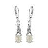 Rainbow Moonstone & White Zircon Sterling Silver Earrings