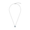 Aquamarine  & White Zircon Sterling Silver Necklace 18+2 Inches