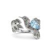 Sky Blue Topaz & Marcasite Sterling Silver Hummingbird Ring