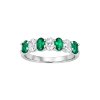 Emerald & White Topaz Sterling Silver Ring