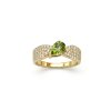 Peridot & White Zircon 18k Yellow Gold Over Sterling Silver Ring