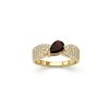Garnet & White Zircon 18k Yellow Gold Over Sterling Silver Ring