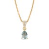 Sky Blue Topz & White Zircon 18k Yellow Gold Over Sterling Silver Pendant With Chain 18+2 Inches
