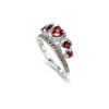 Garnet & Marcasite Sterling Silver CrownRing
