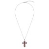 Garnet & Marcasite Sterling Silver Cross Pendant With Chain 18+2 Inches