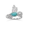 Turquoise & White Zircon Sterling Silver Hummingbird Ring