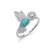 Turquoise & White Zircon Sterling Silver Hummingbird Ring