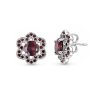 Garnet Sterling Silver Flower Earrings