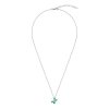 Emerald & White Zircon Sterling Silver Butterfly Pendant With Chain 18+2 Inches
