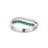 Emerald & White Zircon Sterling Silver Ring
