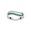 Emerald & White Zircon Sterling Silver Ring