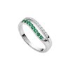 Emerald & White Zircon Sterling Silver Ring