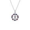 Red & Blue with White Lab Created Sapphire Sterling Silver America’s Liberty Bell Pendant With Chain 18+2 Inches