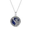Lapis Lazuli Sterling Silver Statue of Liberty Pendant With Chain 18+2 Inches