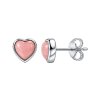 Pink Conch Shell Sterling Silver Heart Earrings