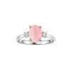 Pink Conch Shell & White Zircon Sterling Silver Ring