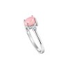 Pink Conch Shell & White Zircon Sterling Silver Ring