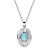 Larimar & MOP Sterling Silver Pendant With Chain 18+2 Inches