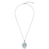 Larimar & MOP Sterling Silver Pendant With Chain 18+2 Inches