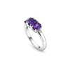 African Amethyst & White Zircon Sterling Silver Ring