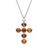 Amber Sterling Silver Cross  Pendant With Chain 18+2 Inches