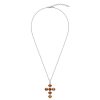 Amber Sterling Silver Cross  Pendant With Chain 18+2 Inches