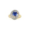 Blue and White 18k Yellow Gold Over Sterling Silver Heart Ring