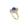 Blue and White 18k Yellow Gold Over Sterling Silver Heart Ring