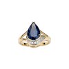 Blue and White 18k Yellow Gold Over Sterling Silver Ring