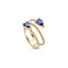 Blue Cubic Zirconia 18k Yellow Gold Over Silver Ring