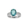 Teal Fluorite & White Zircon Sterling Silver Ring