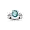 Teal Fluorite & White Zircon Sterling Silver Ring