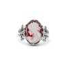 Red Agate Lady Cameo Sterling Silver Ring