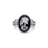 Black Agate Lady Decay Cameo Sterling Silver Ring