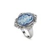 Blue Agate Moon Goddess Cameo Sterling Silver Ring
