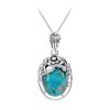 Sterling Silver Flower Pendant with Turquoise with Chain 18 Inches