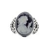 Black Agate Lady & Bird Cameo Sterling SilverRing
