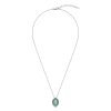 Green Agate, Black Agate Lady & Flower Cameo Sterling Silver Pendant With Chain 18+2 Inches