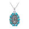 Sterling Silver Turquoise Thunderbird Pendant with Chain 18 Inches