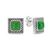 Green Turquoise Sterling Silver Post Earrings