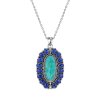 Western Turquoise & Lapis Lazuli Sterling Silver Pendant With Chain 18+2 Inches
