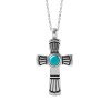 Sleeping Beauty Turquoise Sterling Silver Cross Pendant With Chain 18+2 Inches