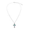 Sleeping Beauty Turquoise Sterling Silver Cross Pendant With Chain 18+2 Inches