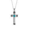 Sleeping Beauty Turquoise Sterling Silver Cross Pendant With Chain 18+2 Inches